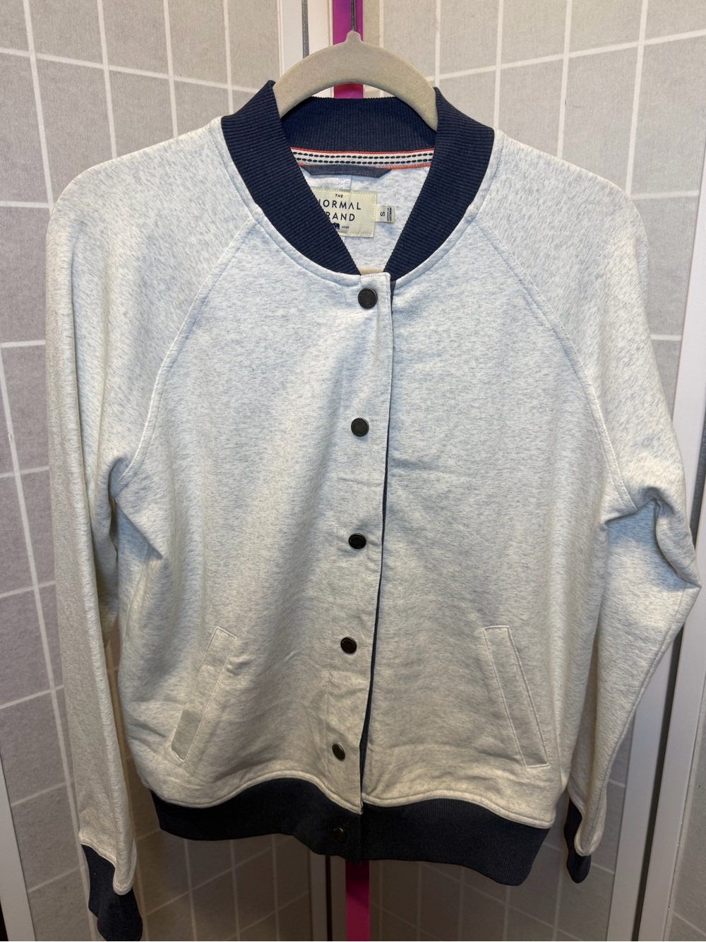 The Normal Brand Men's Navy & Light Gray Bomber Sweater